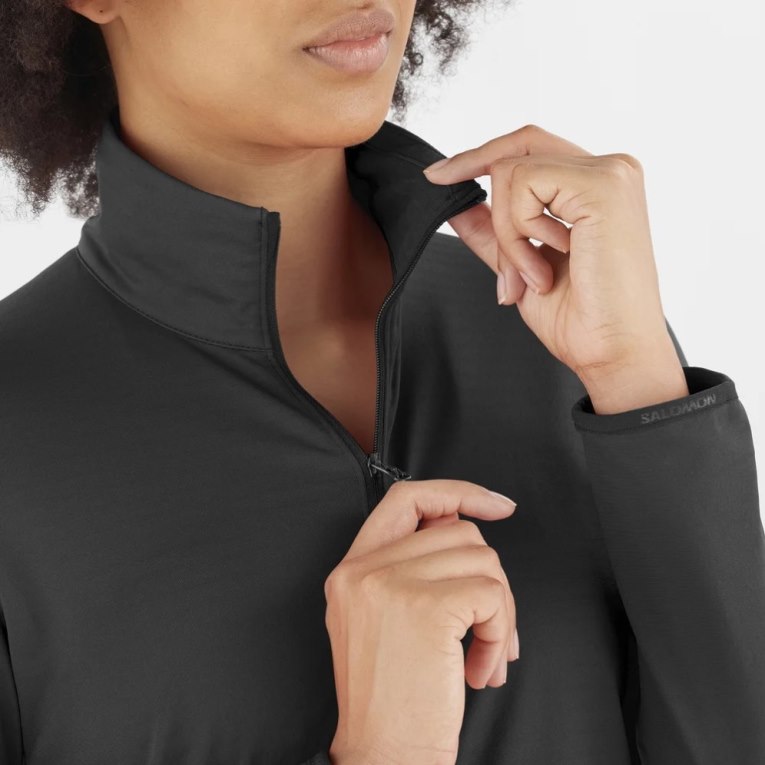 Chaquetas Salomon Essential Lightwarm Full Zip Mujer Negros | MX GTLC825